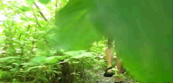  Amateur brunette milf fucking in the woods